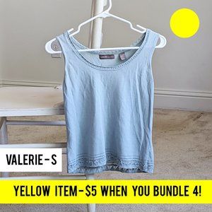 Knit Tank w/Crochet Trim - Teal/Grey - Valerie S